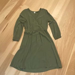 Green faux wrap dress